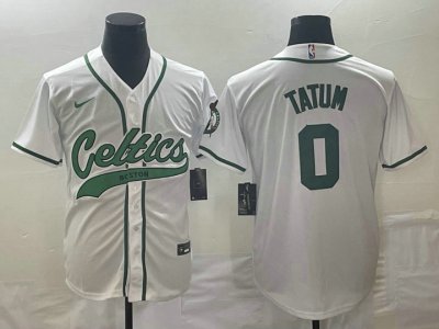 Maillot de Basket #0 Tatum Boston Celtics baseball Blanc